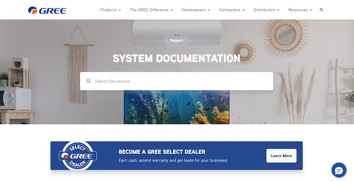 Page de support officielle GREE pour télécharger les manuels d'utilisation en français