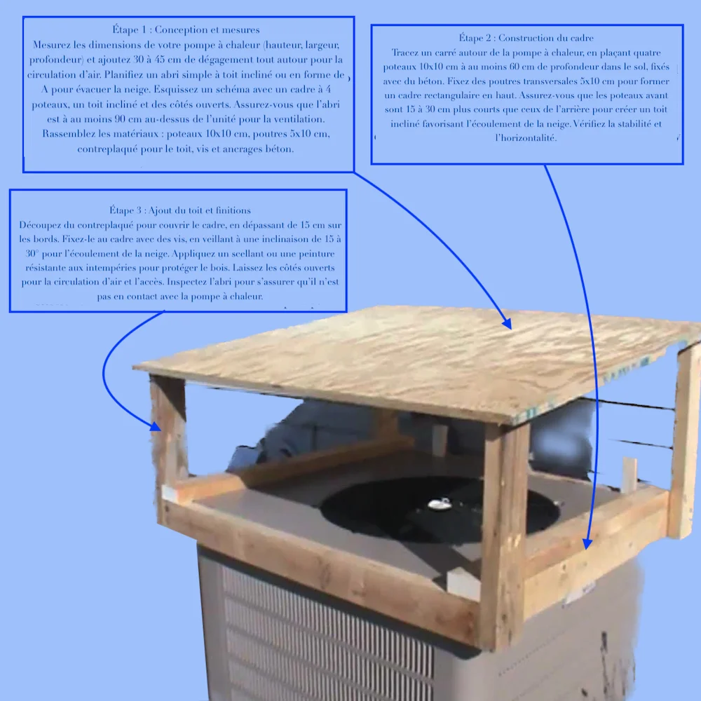 Plan et schéma pour construire un abri DIY en bois pour thermopompe
