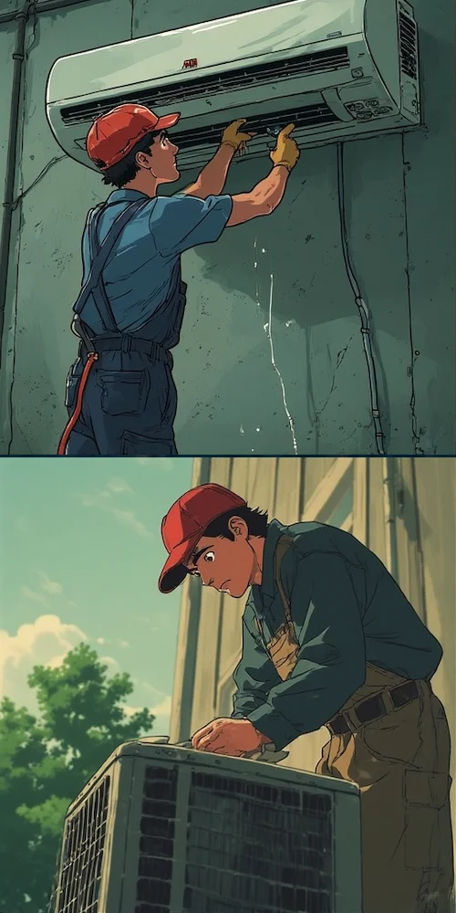 Comparaison visuelle des points de nettoyage sur une unité murale et une unité extérieure