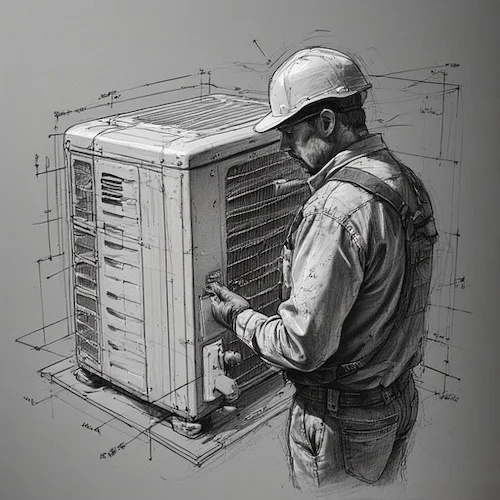 Technicien HVAC professionnel effectuant une maintenance technique nécessitant une certification