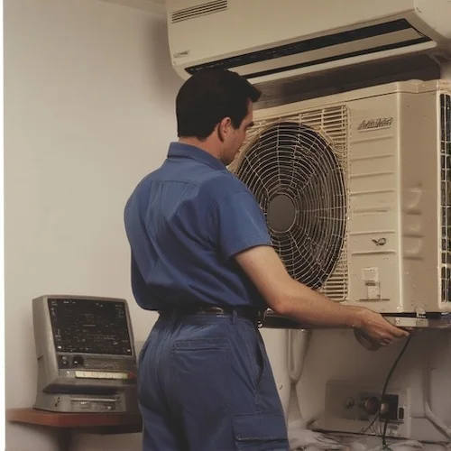 Personne effectuant l'entretien et le nettoyage d'un climatiseur mural pour un fonctionnement optimal